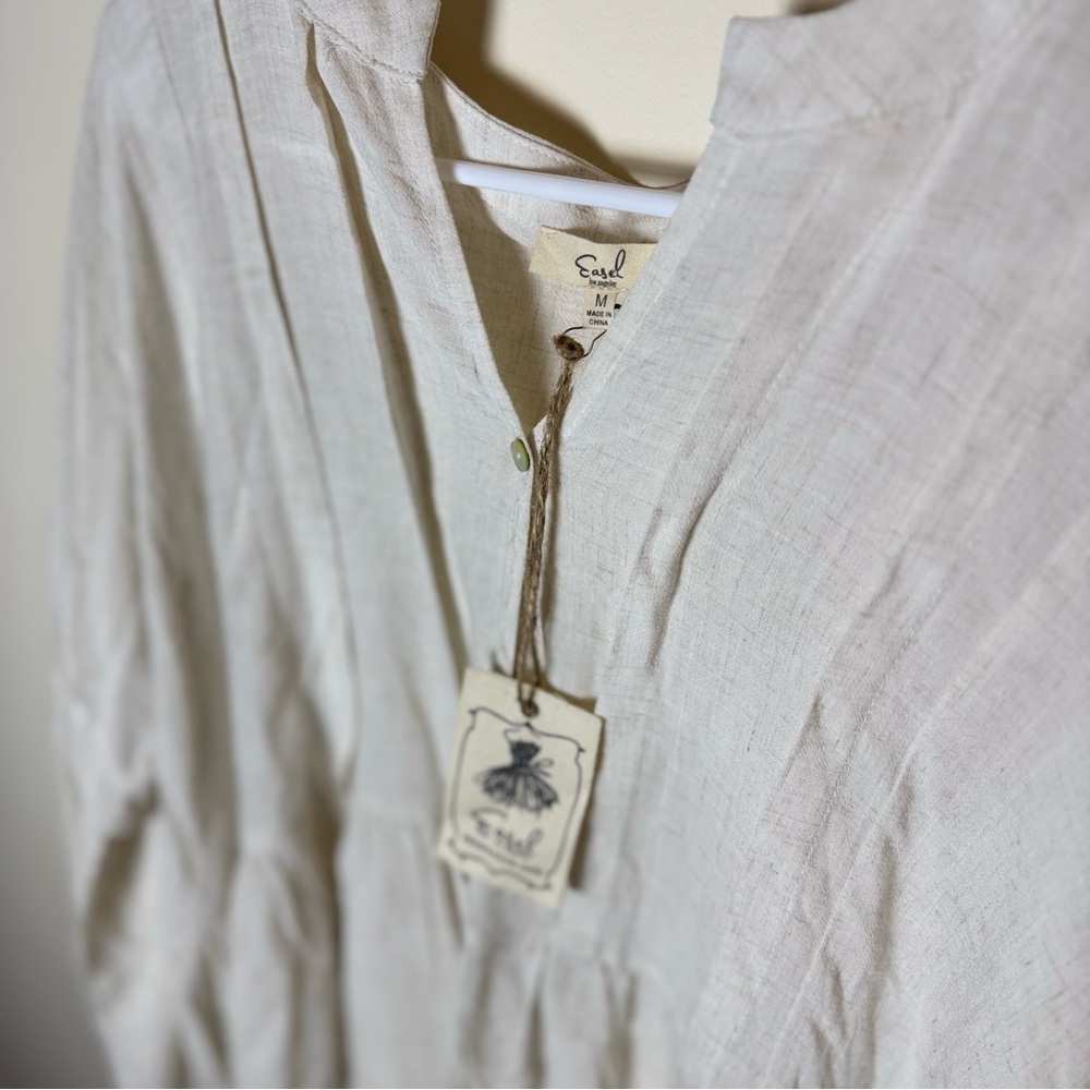 NWT Easel Cream Long-Sleeve Top Size M‎ Women's Oversized Bohemian - Picture 3 of 3